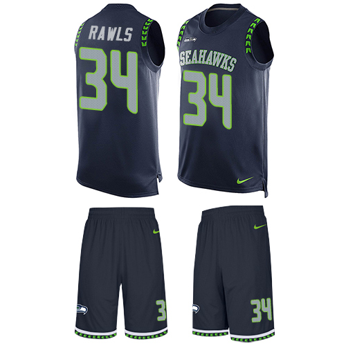 Nike Seahawks #34 Thomas Rawls Steel Blue Team Color Men's Stitched NFL Limited Tank Top Suit Jersey - Click Image to Close